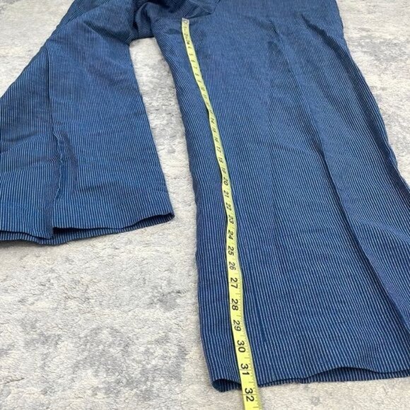 NWT Lane Bryant The Lena Wide Leg Trouser Pant Blue Pinstripe Linen Blend Sz 14 - Picture 6 of 12